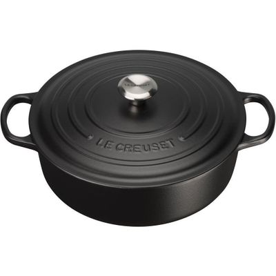 Stoofpan Rond Laag in Geëmailleerd Gietijzer 30cm 6,2L Mat zwart  Le Creuset