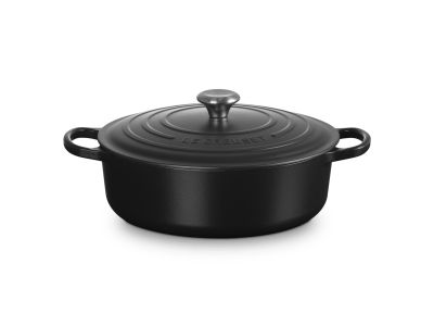 Stoofpan Rond Laag in Geëmailleerd Gietijzer 30cm 6,2L Mat zwart