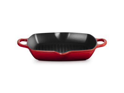 Signature Grillplaat Vierkant Hoog in Geëmailleerd Gietijzer 30cm Kersenrood