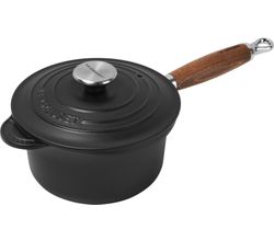 Steelpan in Geëmailleerd Gietijzer met Houten Handvat 18cm 1,8l Mat Zwart Le Creuset