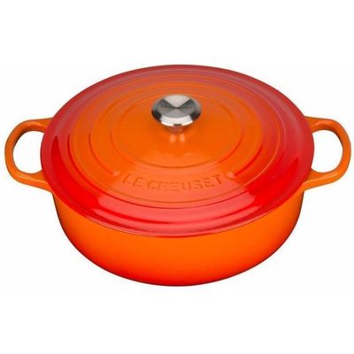 Stoofpan Rond Laag in Geëmailleerd Gietijzer 30cm 6,2L Oranjerood   Le Creuset