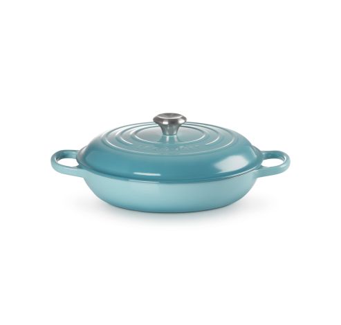 Lot De 3 Casseroles Le Creuset – Fonte émaillée Bleue, Couvercles Inclus + étagère