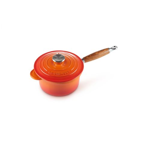 Steelpan in Geëmailleerd Gietijzer met Houten Handvat 18cm 1,8l Oranjerood  Le Creuset