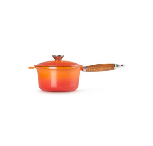 Steelpan in Geëmailleerd Gietijzer met Houten Handvat 18cm 1,8l Oranjerood  Le Creuset