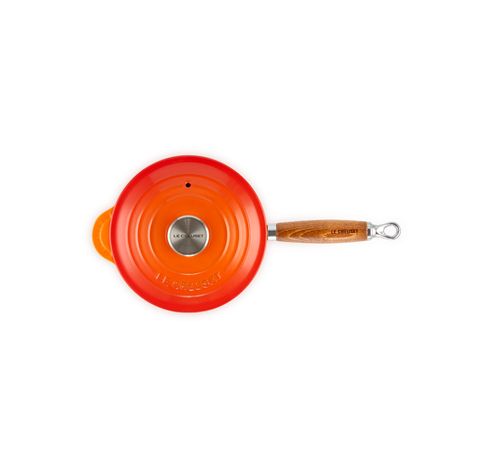 Steelpan in Geëmailleerd Gietijzer met Houten Handvat 18cm 1,8l Oranjerood  Le Creuset