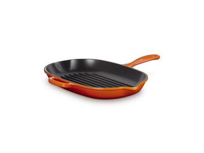 Signature Grillpan Ovaal in Geëmailleerd Gietijzer 32cm Oranjerood 