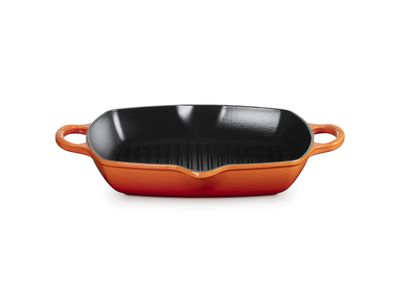 Signature Grillplaat Vierkant Hoog in Geëmailleerd Gietijzer 30cm Oranjerood