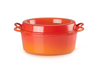 Doufeu® Ovaal in Geëmailleerd Gietijzer 32cm 7,2l Oranjerood