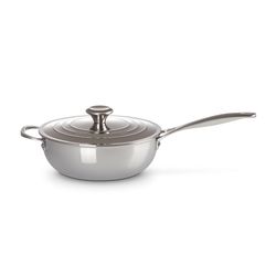 Le Creuset Sauteuse Chef en Inox Signature avec Revêtement Anti-Adhérent et Couvercle et Poignée d'Assistance 24cm 3,3l 