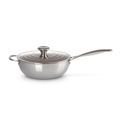 Chef's Pan in RVS Signature met Anti-Aanbaklaag met Deksel en Extra Handvat 24cm 3,3l  Le Creuset