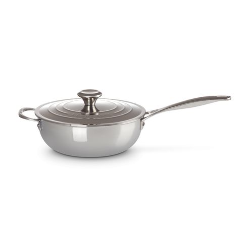 Chef's Pan in RVS Signature met Anti-Aanbaklaag met Deksel en Extra Handvat 24cm 3,3l  Le Creuset