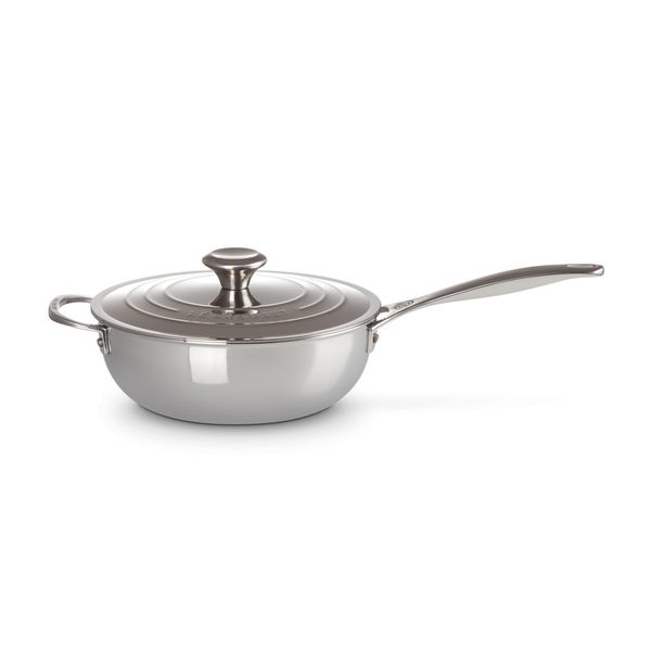 Chef's Pan in RVS Signature met Anti-Aanbaklaag met Deksel en Extra Handvat 24cm 3,3l 