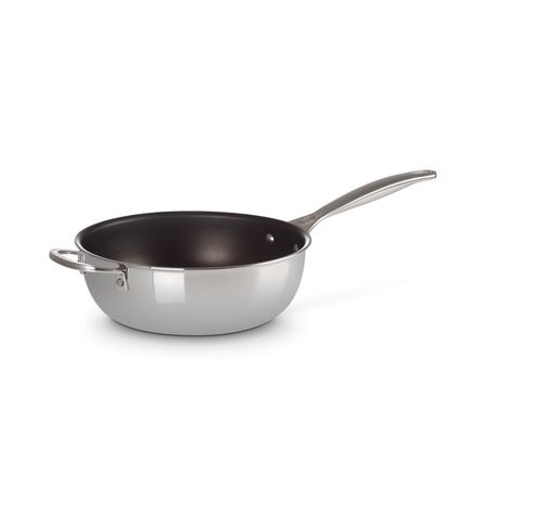 Chef's Pan in RVS Signature met Anti-Aanbaklaag met Deksel en Extra Handvat 24cm 3,3l  Le Creuset