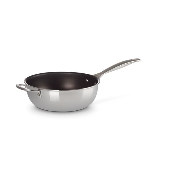 Chef's Pan in RVS Signature met Anti-Aanbaklaag met Deksel en Extra Handvat 24cm 3,3l 