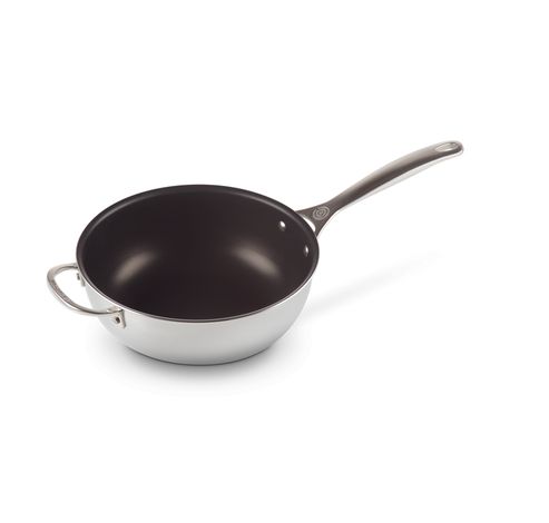 Chef's Pan in RVS Signature met Anti-Aanbaklaag met Deksel en Extra Handvat 24cm 3,3l  Le Creuset