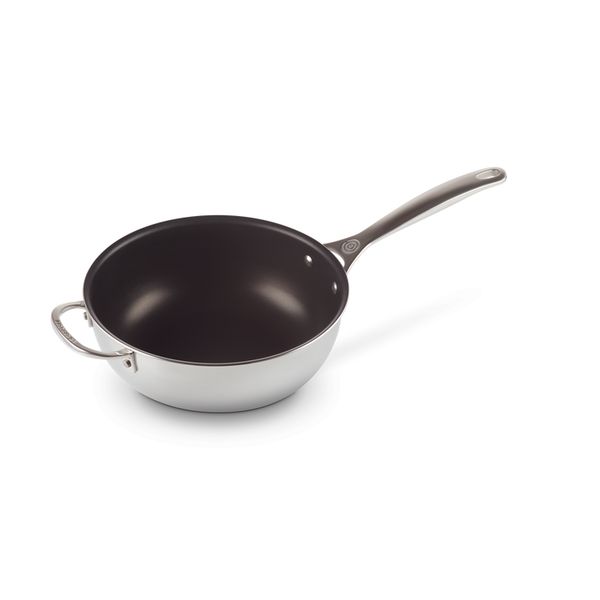 Chef's Pan in RVS Signature met Anti-Aanbaklaag met Deksel en Extra Handvat 24cm 3,3l 