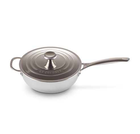 Chef's Pan in RVS Signature met Anti-Aanbaklaag met Deksel en Extra Handvat 24cm 3,3l  Le Creuset