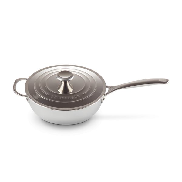 Chef's Pan in RVS Signature met Anti-Aanbaklaag met Deksel en Extra Handvat 24cm 3,3l 