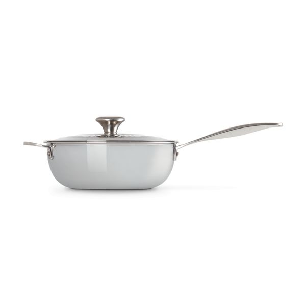 Le Creuset Chef's Pan in RVS Signature met Anti-Aanbaklaag met Deksel en Extra Handvat 24cm 3,3l