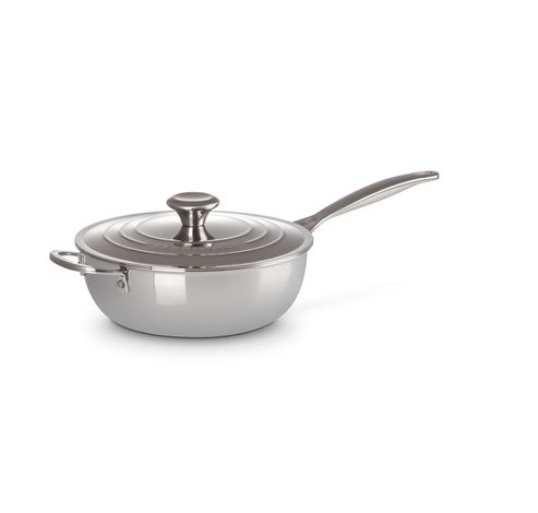 Chef's Pan in RVS Signature met Anti-Aanbaklaag met Deksel en Extra Handvat 24cm 3,3l  Le Creuset