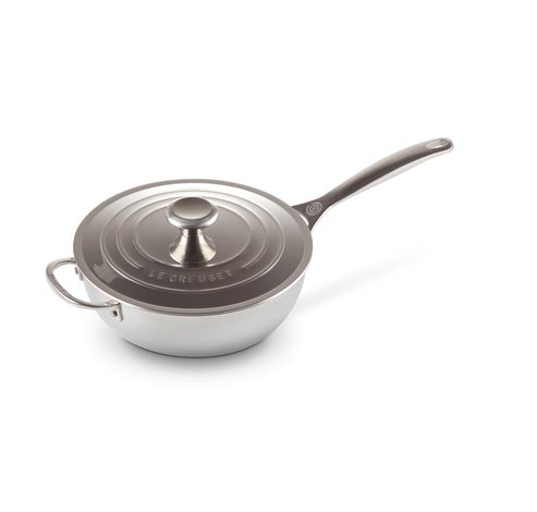 Chef's Pan in RVS Signature met Anti-Aanbaklaag met Deksel en Extra Handvat 24cm 3,3l  Le Creuset