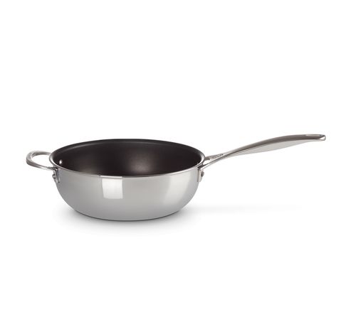 Chef's Pan in RVS Signature met Anti-Aanbaklaag met Deksel en Extra Handvat 24cm 3,3l  Le Creuset