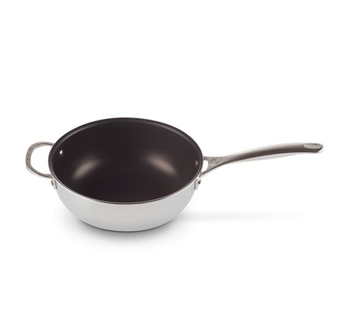 Chef's Pan in RVS Signature met Anti-Aanbaklaag met Deksel en Extra Handvat 24cm 3,3l  Le Creuset