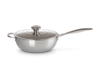 Chef's Pan in RVS Signature met Anti-Aanbaklaag met Deksel en Extra Handvat 24cm 3,3l