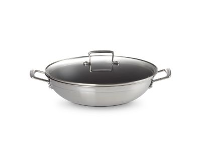 3-Ply Wok in RVS met Anti-Aanbaklaag en Glazen Deksel 30cm 4,3l