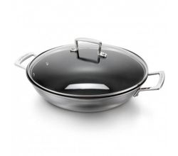 Wok in RVS met Anti-Aanbaklaag en Glazen Deksel 30cm 4,3l Le Creuset