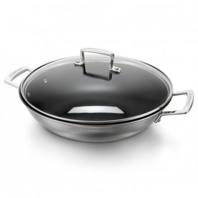 Wok in RVS met Anti-Aanbaklaag en Glazen Deksel 30cm 4,3l  Le Creuset