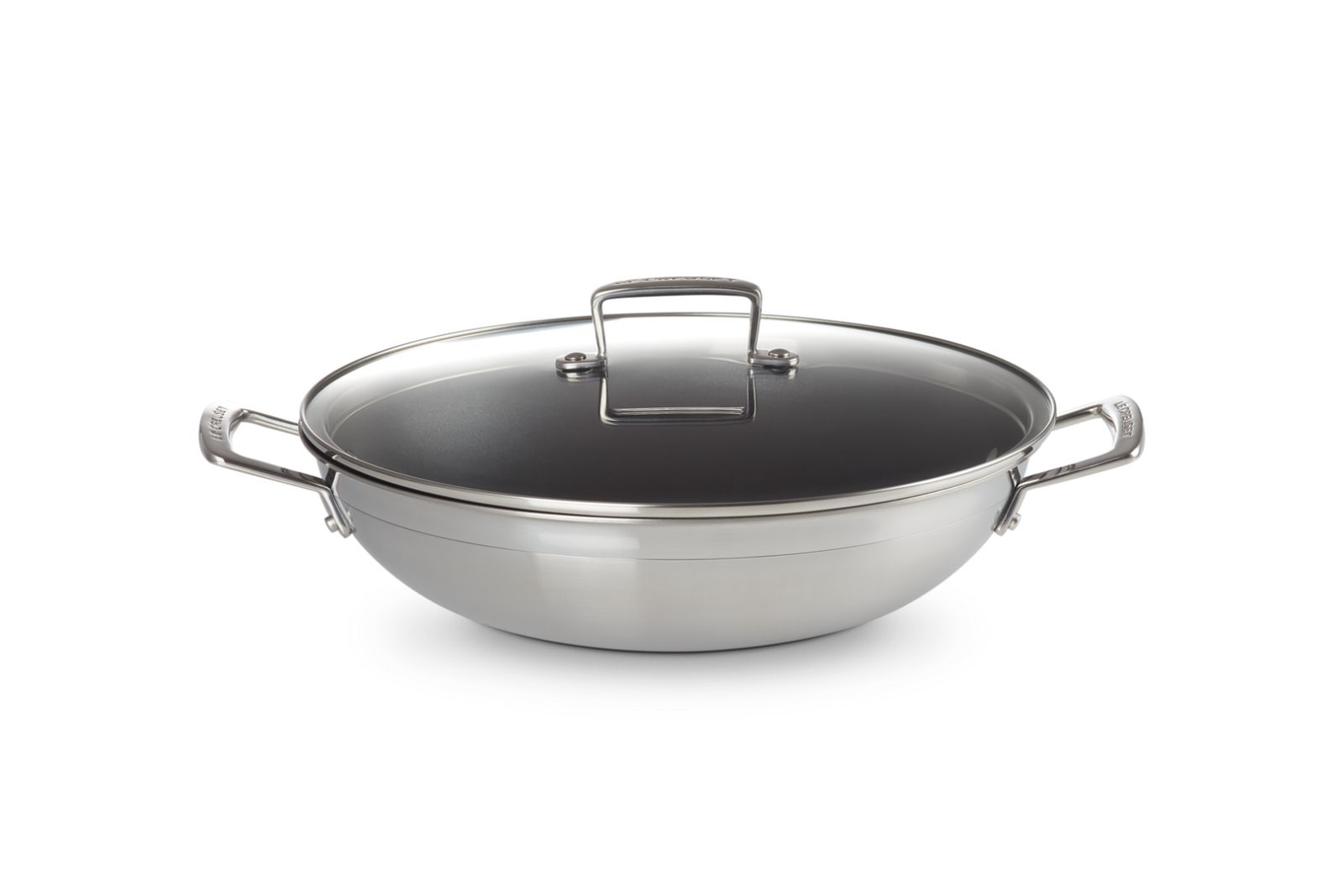 3-Ply Wok in RVS met Anti-Aanbaklaag en Glazen Deksel 30cm 4,3l