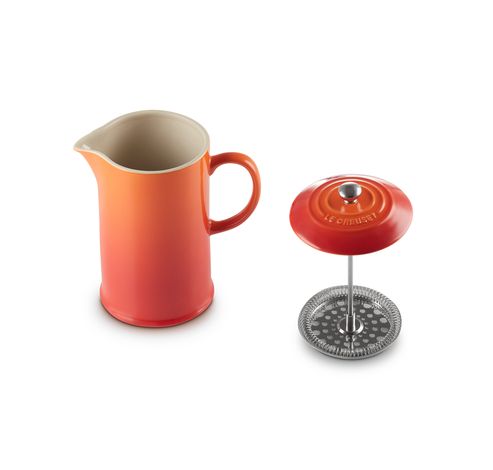 Koffiepot met Pers in Aardewerk 1l Oranjerood   Le Creuset