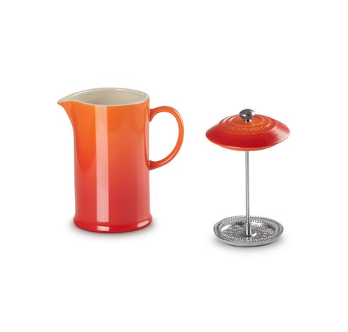 Koffiepot met Pers in Aardewerk 1l Oranjerood   Le Creuset