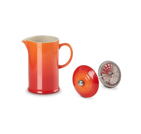 Koffiepot met Pers in Aardewerk 1l Oranjerood   Le Creuset