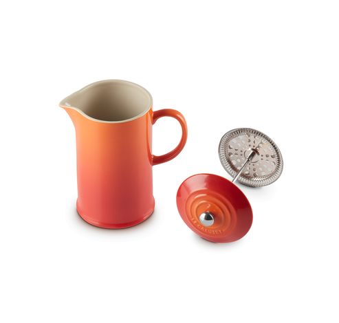 Koffiepot met Pers in Aardewerk 1l Oranjerood   Le Creuset