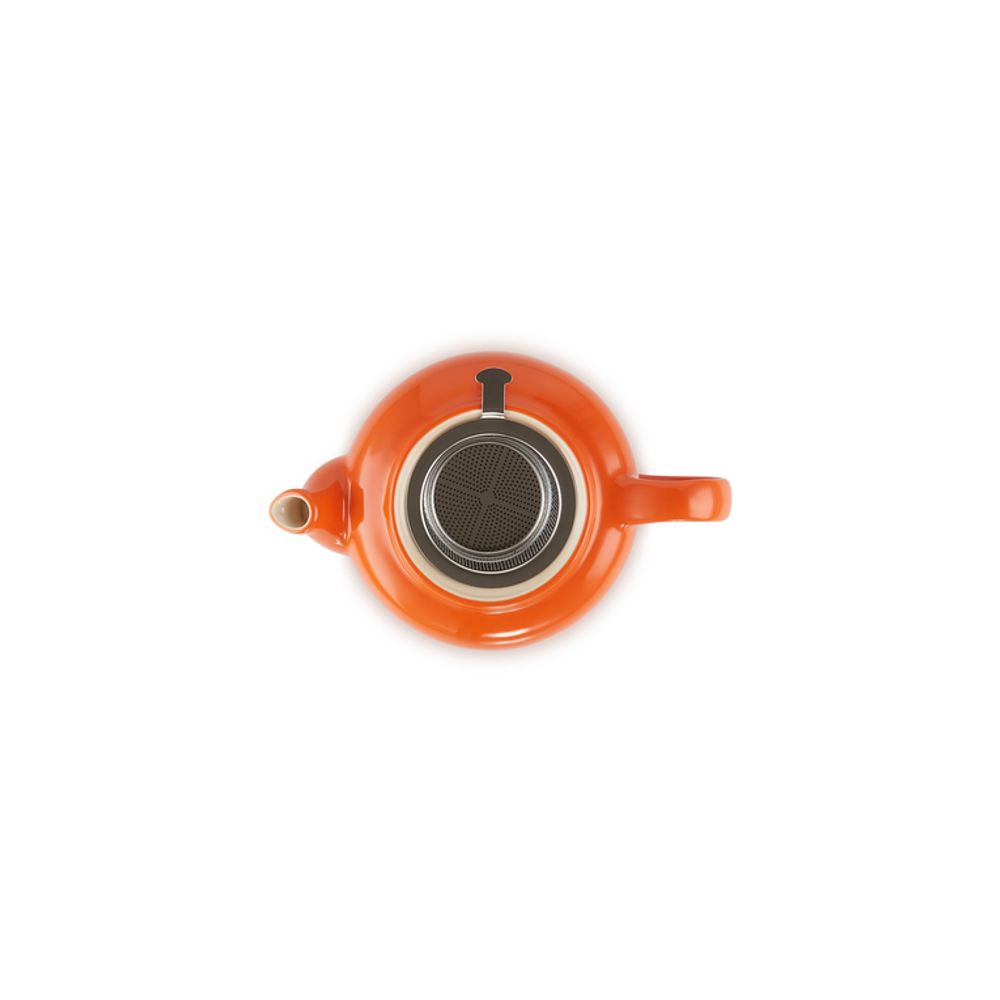 Le Creuset Theekannen Theepot in Aardewerk met RVS Theezeef 1,3l Oranjerood