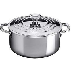 Le Creuset Kookpan Laag in RVS Signature met Deksel 24cm 5,3l 