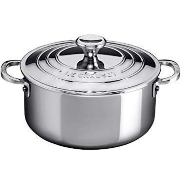 Le Creuset Kookpan Laag in RVS Signature met Deksel 24cm 5,3l