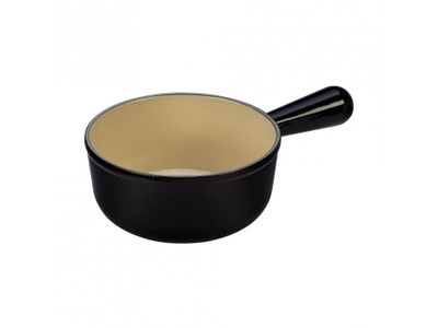 Steelpan in Geëmailleerd Gietijzer met Gietijzeren Handvat 22cm 2,6l mat zwart