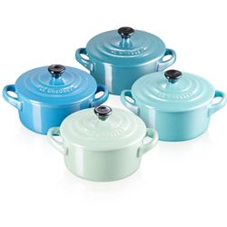 Mini Stoofpannen Set van 4 Metallics Blauw in Aardewerk 10cm 0,25l 