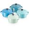 Mini Stoofpannen Set van 4 Metallics Blauw in Aardewerk 10cm 0,25l 