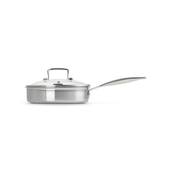 Le Creuset Sauteerpan in RVS met Rechte Rand en Pocheerinzet en Glazen Deksel 20cm 1,5l