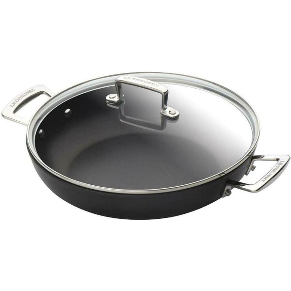 Provençaalse Sauteerpan met 4x Sterkere Anti-Aanbaklaag en Glazen Deksel 28cm 3,2l Zwart 