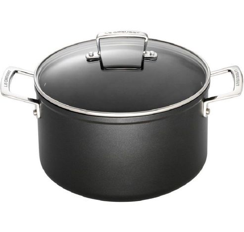 Marmite avec revêtement antiadhésif 4x plus résistant et couvercle en verre 18 cm 2,8 l Noir  Le Creuset