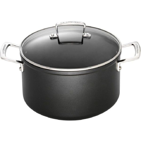 Le Creuset Kookpan met 4x Sterkere Anti-Aanbaklaag en Glazen Deksel 18cm 2,8l Zwart