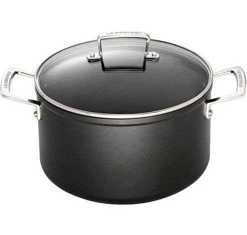 Marmite avec revêtement antiadhésif 4x plus résistant et couvercle en verre 24cm 6l Noir  Le Creuset