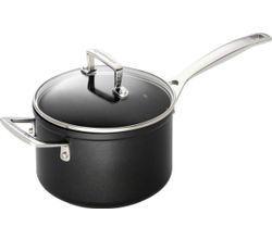 Steelpan met 4x Sterkere Anti-Aanbaklaag en Glazen Deksel en Extra Handvat 18cm 2,8l Zwart Le Creuset