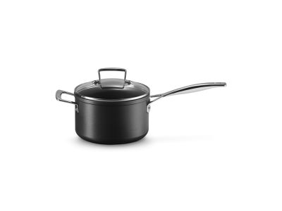 Anti-Aanbak Steelpan met 4x Sterkere Anti-Aanbaklaag en Glazen Deksel en Extra Handvat 18cm 2,8l Zwart