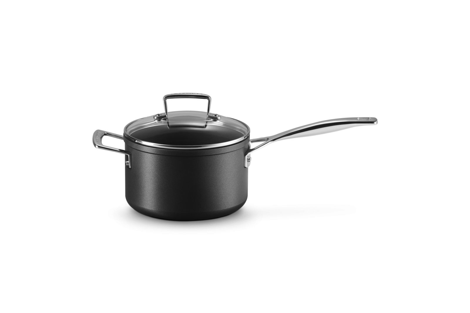 Anti-Aanbak Steelpan met 4x Sterkere Anti-Aanbaklaag en Glazen Deksel en Extra Handvat 18cm 2,8l Zwart